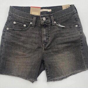 Levi Strauss Women's Mid Rise Mid Length Slim Hip Denim Short 26 Charcoal